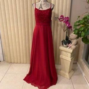Simply Elegant Claret Red Formal Evening Gown 12